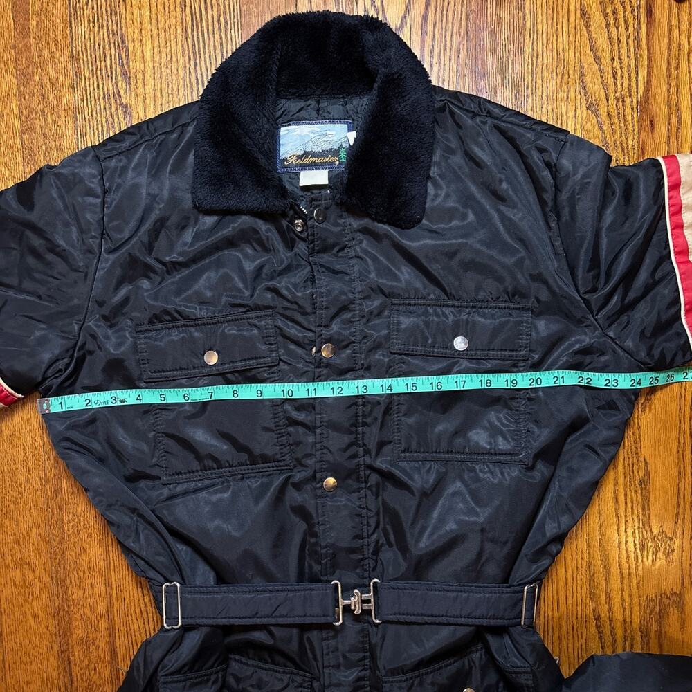 Vintage Fieldmaster Black Insulated Snowmobile‎ Suit Coverall Belt L/XL - Picture 10 of 13